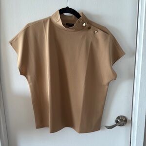 Ann Taylor Crepe Shoulder Button Dolman Mock Neck Top Small NWT